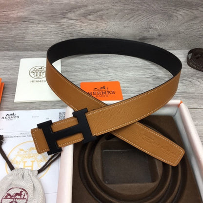 Hermes Men's Reversible Epsom Leather 38MM Belt Tan