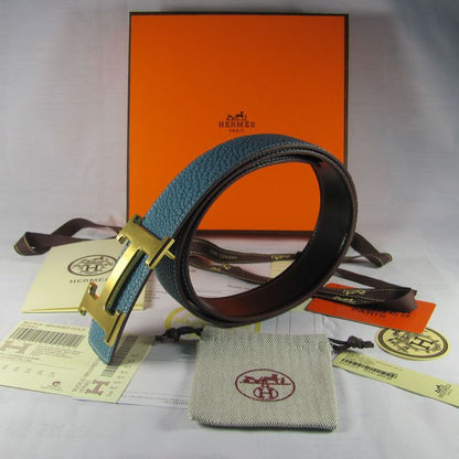 Hermes Reversible Togo Leather 38MM Belt Blue