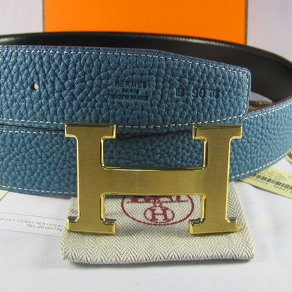 Hermes Reversible Togo Leather 38MM Belt Blue