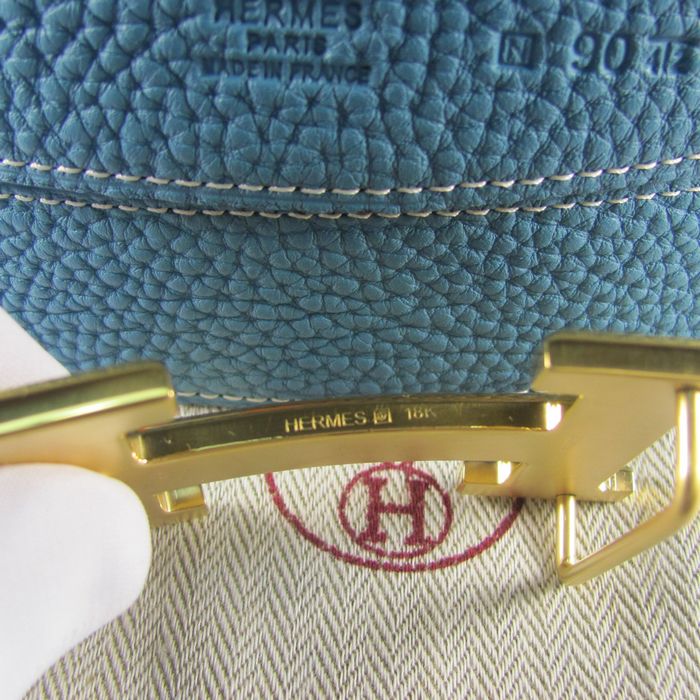 Hermes Reversible Togo Leather 38MM Belt Blue