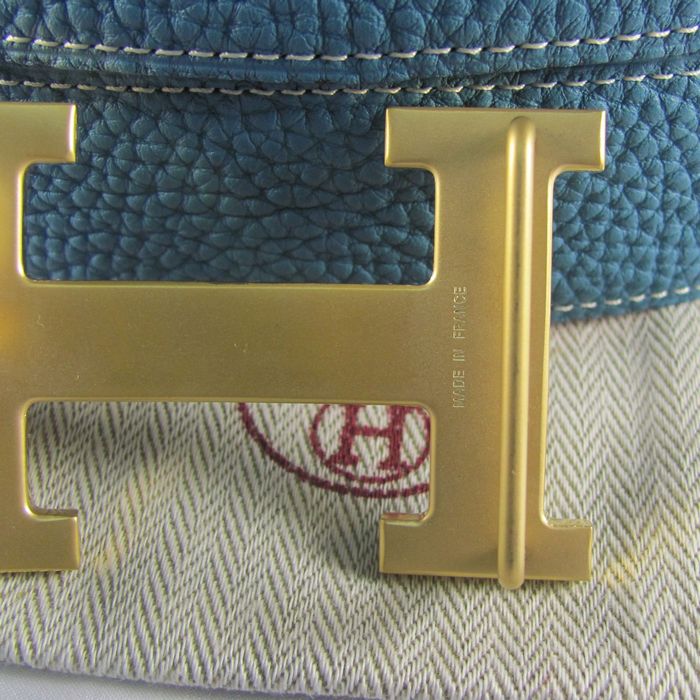 Hermes Reversible Togo Leather 38MM Belt Blue