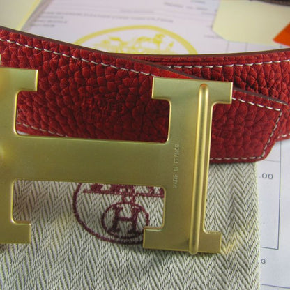 Hermes Reversible Togo Leather 38MM Belt Red