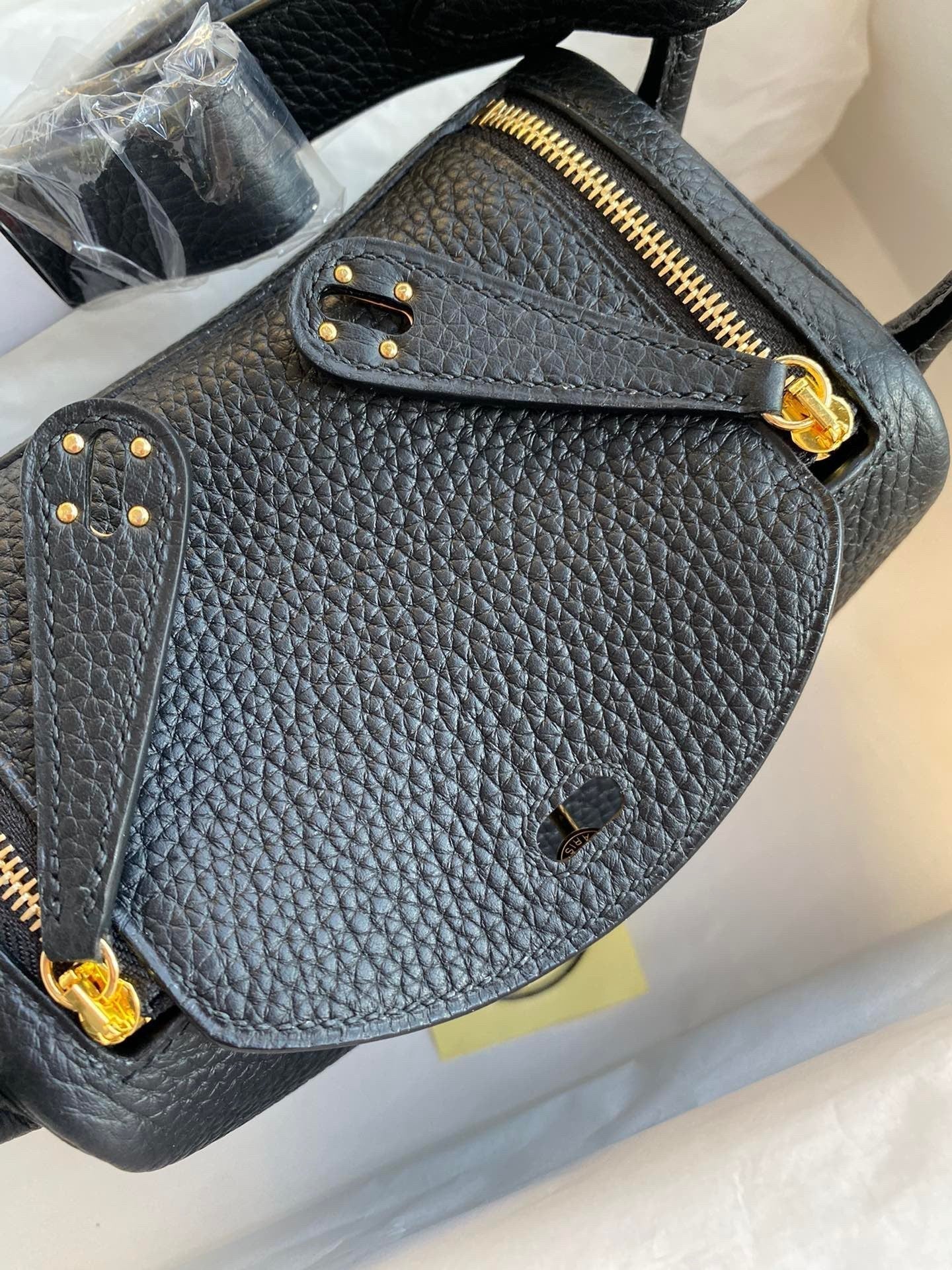 Hermes Mini Lindy Handmade Bag In Black Clemence Leather