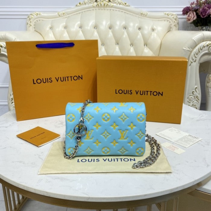 LV Monogram Embossed Pochette Coussin Green M80744