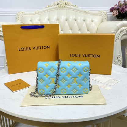 LV Monogram Embossed Pochette Coussin Green M80744