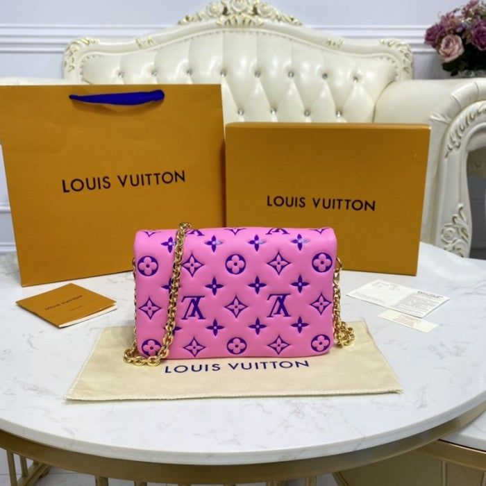 LV Monogram Embossed Pochette Coussin Pink M80745