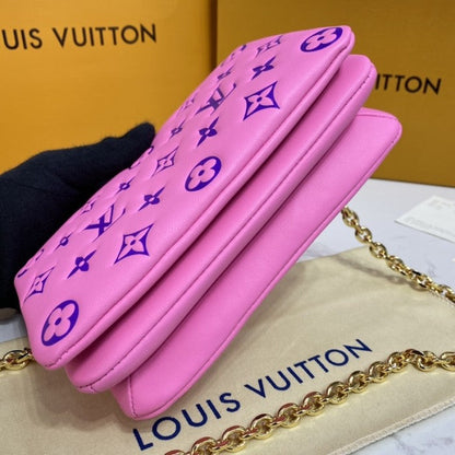 LV Monogram Embossed Pochette Coussin Pink M80745