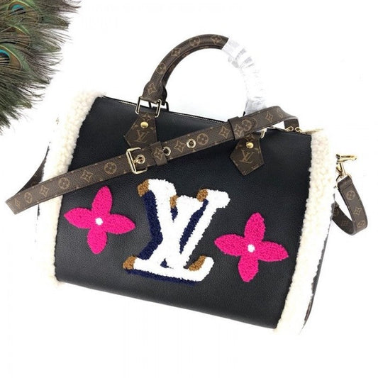 LV Cowhide Leather Speedy 30 Bandouliere M56966