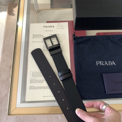 Prada Leather Reversible Belt Black / Brown