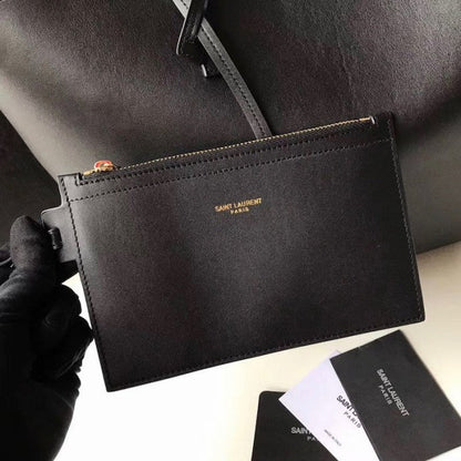 Saint Laurent Shopping Bag in Supple Leather Black